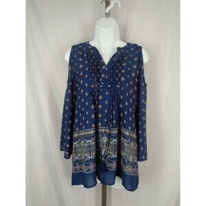 The Limited Cold Shoulder Blue Blouse Top Size Small
